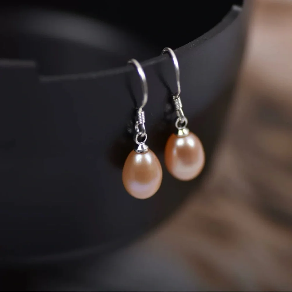 Fresh water pink pearl necklace earrings set S925 chain included - Picture 3 of 3